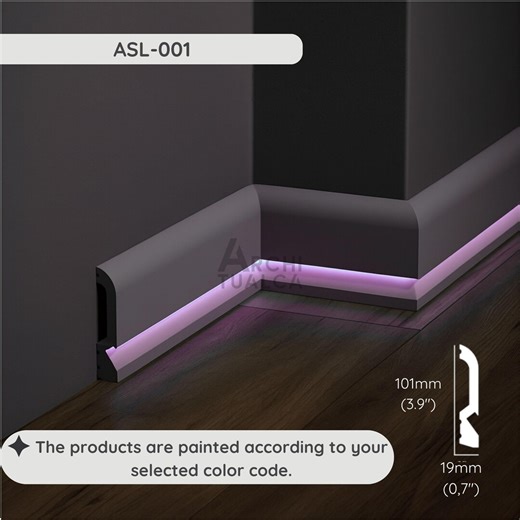 Black Baseboard With LED Duct – Modern Paintable Skirting Trim (LED Not Included) - Etsy