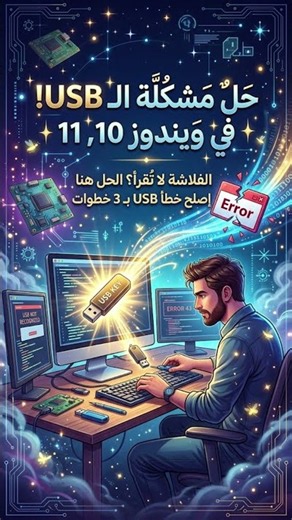 تخلص من خطأ USB Device Not Recognized للأبد 🛠️ #ويندوز11 #تقني