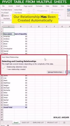 Ikhlas Ansari on Instagram: "Pivot Table From Multiple Sheets 🔥| Excel Tips | Excel Tricks | Excel Shortcuts. . . . . . Learn How To Create Pivot Table From Multiple Sheets Of Data In Excel In Just 30 Seconds. Kindly DM For Practice Sheet......Very Important For Every Excel Users Must Watch It Guys. . . . . . #excel #exceltips #exceltricks #excelfunctions #excelskills #pivottable #datamanagement #dataanalysis #exceltraining #spreadsheets #reels"