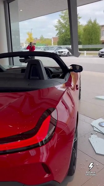 BMW Z4 traverse showroom, papy accélère