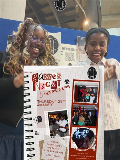 gcu african caribbean society is throwing a games night @ saint judes! good music, win prizes & meet new people! want a ticket, buy via @Glasgow Caledonian ACS' link in bio.. see you on thursday ❤️ #acs #glasgowtiktok #glasgowcaledonianuniversity #studentnight