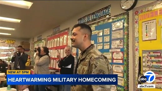 Heartwarming video captures the moment an Air Force member surprised his son at his Banning elementary school after seven months away from home. Full story: https://abc7.la/3YrL1Tr | ABC7 Morning Show