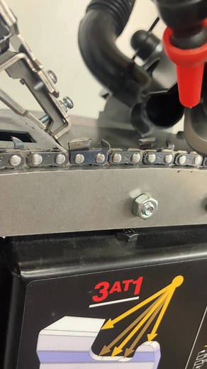 We’re getting this sharpener figured out and starting to put out some very well sharpened chains. The diamond grinding wheels along with the air cooling really helps keep the tooth cool while tacking back quite at bit of material when needed on damaged chain. Once a chain is dialed in we can get back to other tasks while the sharpener works away on its own. | Blades Power Equipment