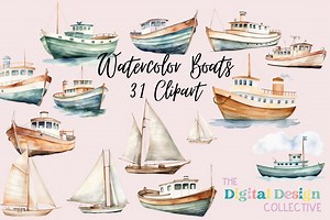 Boat Clipart, Boat Watercolor Clipart, Sailing Boat Clipart, Pontoon Boat Clipart, Boat Clip Art, Boat PNG, Pontoon Boat, Sailboat PNG - Etsy