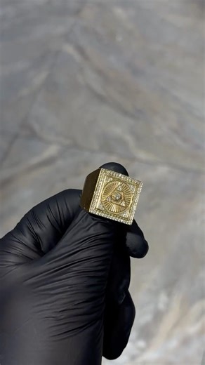 14K Gold Pyramid Evil Eye TraxNYC Ring | Item #66368