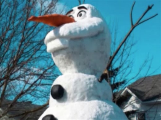 Man builds larger-than-life Olaf snowman in his garden