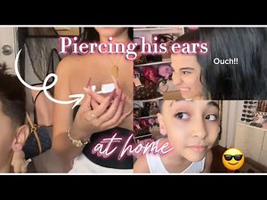 Piercing my sons ears at home !!