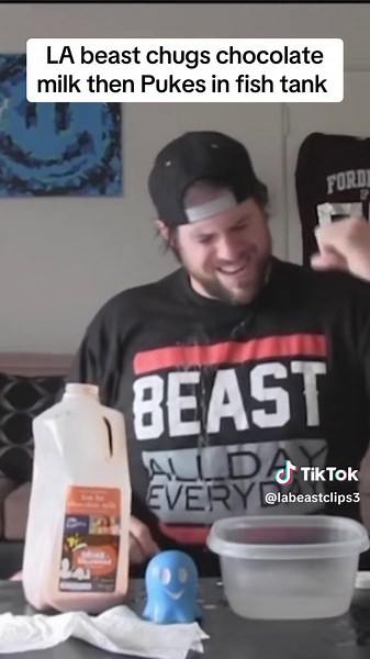 LA Beast Chugs Chocolate Milk in Fishtank