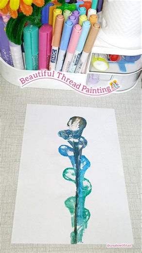 Amazing Thread Painting🎊🌈|Easy Painting Idea#art #shortsfeed #threadpainting #diy #satisfying #yt