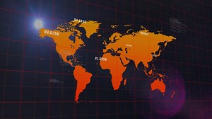 Premium stock video - Animation of numbers and data processing over world map