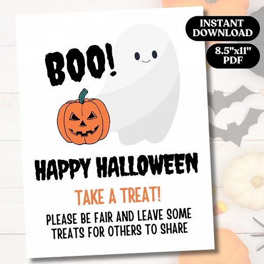 Halloween Candy Bowl Sign: Please Take One Sign, Trick or Treat Porch Sign, Take a Treat Sign (digital Download, 8.5x11 Printable) - Etsy
