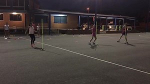 TRAINING TRYOUT 📝 Footwork pattern time 💥 Practicing quick feet around a triangle of cones, acceleration to deceleration back to acceleration to a pulse and to finish a quick roll to take a pass ✅ | Elevate netball