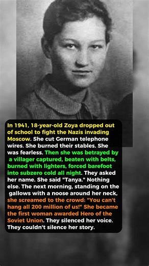 She Was 18. They Tortured Her. She Said Nothing." — Zoya Kosmodemyanskaya