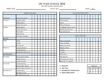 Customizable Homeschool Report Cards for K3 - High School
