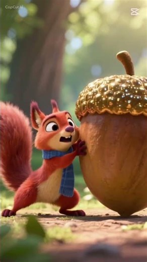 The Squirrel’s Golden Treasure: Forest Fun & Giant Acorns! 🐿️✨ #cartoon #animation #satisfying