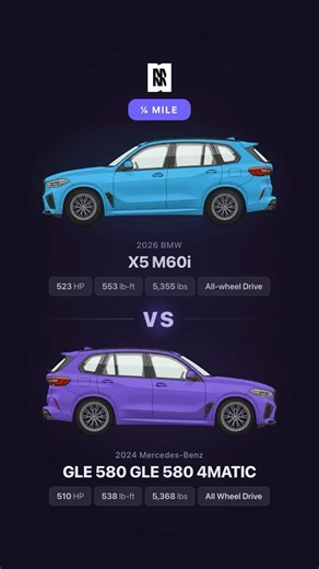 BMW X5 M60i vs GLE 580 - 1/4 Mile Drag Race