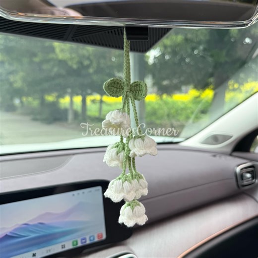 Crochet Lily of the Valley Car Hanging Basket: Handmade Floral Decor - Etsy