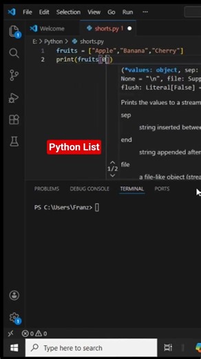 How to use Python List #shorts #python