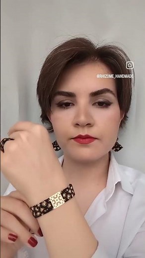 beaded miyuki bracelet and rings with peyote stitch