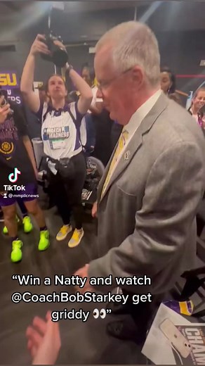 7.5K views · 37 reactions | MARCH MADNESS GRIDDY: A reported deal was made early in the season that if the LSU Tigers brought home the National Championship, Coach Bob Starkey (age 63) would griddy. Following the win, this video was posted to the team’s social media. LSU beat Iowa in a record performance 102-85. | Mercado Media | Facebook