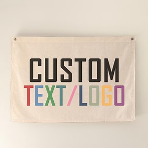 Custom Text Canvas Flag, Custom Text and Logo Hanging Canvas Banner Wall Decor, Personalized Text Logo Wall Art, Living Room Wall Decor - Etsy