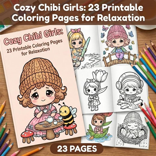 23 Chibi Girls Coloring Pages | Kawaii Anime, Cozy Life (PDF Download) - Etsy