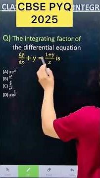 Q) The integrating factor of the differential equation dy/d𝑥+y=(1+y)/𝑥 is #maths #calculus