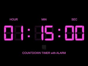 1 Hour 15 Minute Countdown Timer with Alarm Start and Finish time , glowing Digital Clock Timer Free