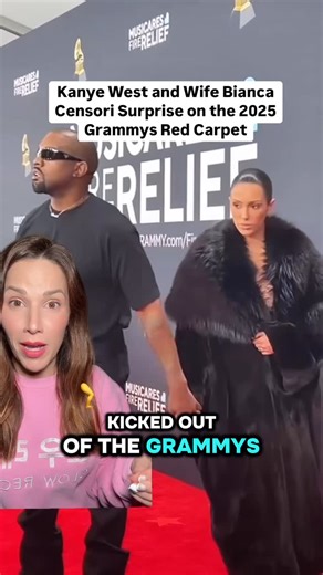 Stuart Brazell on Instagram: "Kanye West and wife Bianca Censori make a rare red carpet appearance at the 2025 Grammys. Now there is some confusion as to whether they were kicked out of the award show and were not even not invited or if they chose to walk the red carpet and quickly leave. He also made waves by unfollowing everyone on Instagram and only following Taylor Swift earlier today!!Taylor Swift is also in attendance at the Grammys. What do you think happened? #kanyewest #grammys2025 #ye 