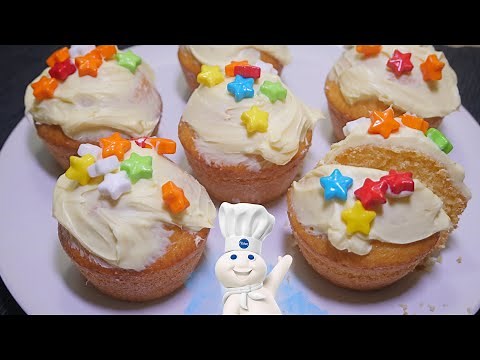 How to Make Cupcakes With Frosting - Pillsbury Yellow Cake mix with Lemon Frosting