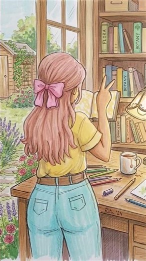 Most Relaxing Aesthetic Drawing 🌸 | Cozy Study Art Timelapse🔥