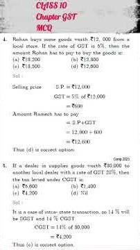 GST-Q4 Class 10 ICSE Solution | MCQ #class10 #icse #gst