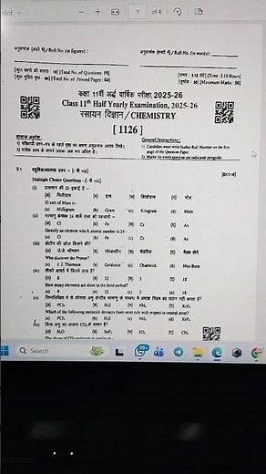 Rbse Class 11th Chemistry Half Yearly Paper 2025-26 solution || Rbse Chemistry Advarshik Paper 2025