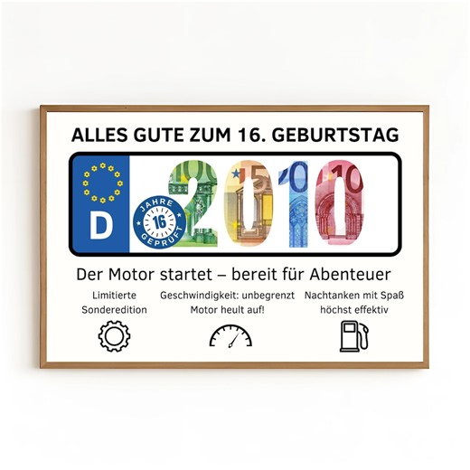 Money gift for a boy's 16th birthday | Birthday present for 16-year-olds | Creative money gift for teenagers | Gift for 16-year-olds | Gift for young people