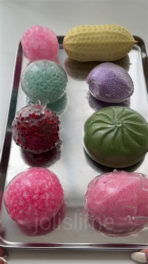 Let's finally cut these stress balls open to see what is inside them! I have been waiting to do this all week to hear those crunchy sounds. Listen closely and let me know which one you think sounds the best in the comments! It is a little messy to cut them open like this, but honestly it is so relaxing to watch the textures come out. Which one was your favorite? #stressball, #asmr, #oddlysatisfying, #crunchysounds, #satisfying, #cuttingopen, #destruction, #insides, #whatisinside, #sensory, #hidd