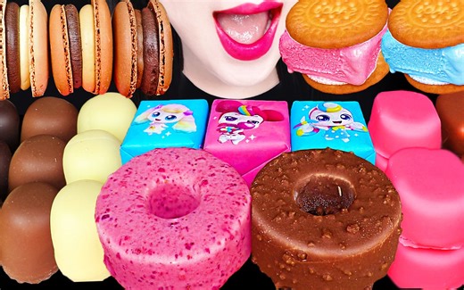 Jane ASMR CHOCOLATE ICE CREAM DONUT MACARON EATING
