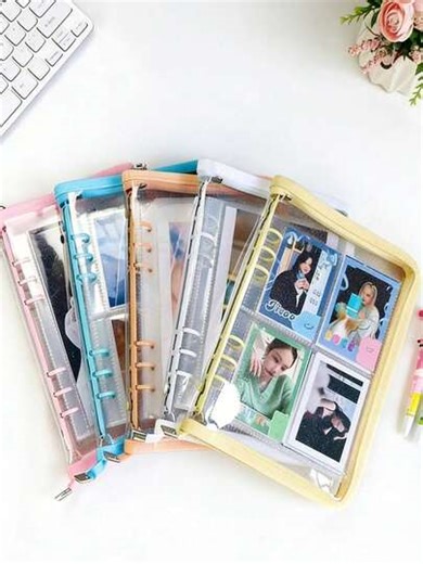 A5 Sticker Collection & Organization Binder Set, Large Capacity PU Leather Transparent Sticker Storage Album With Zipper, Double-Sided Storage, Suitable For Diaries, Scrapbooks, Planners, Etc. | SHEIN
