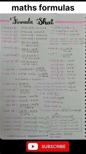 #class 12maths#trigonmetry formula #formulasheet #mathstricks #class 12#trigonometry