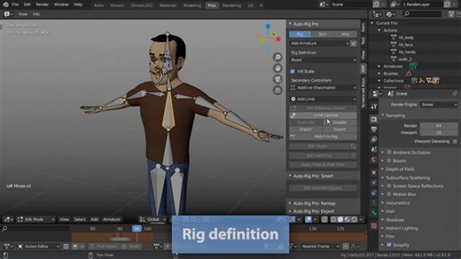 Blender插件 三维人物角色动作自动绑定 Auto-Rig Pro V3.69.28   Quick Rig V1.26.29