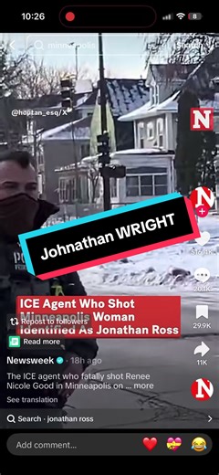 This is right after Jonathan Wright shot and killed Renee… funny he say she hit him with her car but he walking fine , not leaving in an ambulance but driving his car away from the scene. So yeah FUCK ICE