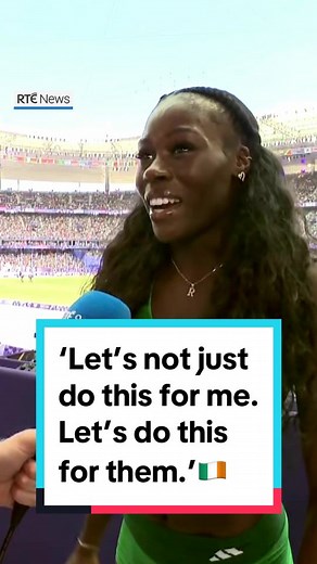 🇮🇪“Let’s not just do this for me. Let’s do this for them.” Words from Ireland’s Rhasidat Adaleke moments after her 400m heat win at the Olympic Games which secured her a place in Wednesday’s semi-finals. Adeleke was so far ahead in her heat that she could afford to ease up in the closing 100 metres, glancing to her left and right. #olympics #olympics2024 #athletics #rhasidatadeleke 📲#rténews