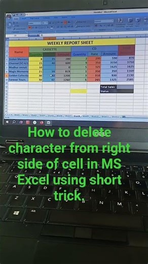 How to delete character from right side of cell in MS Excel using short trick#computer#excel#shorts