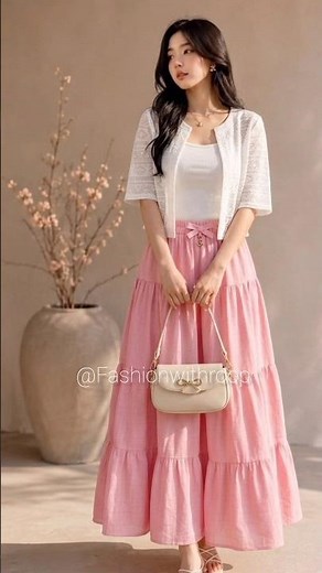 Elegant Korean Style Pink Maxi Skirt Outfit 🌸 | Summer Casual Fashion |#ootd #trendyoutfits #meesho