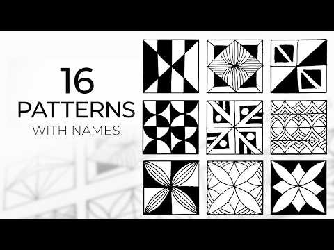 16 Zentangle Patterns with Names | Relaxing Drawing for Beginners