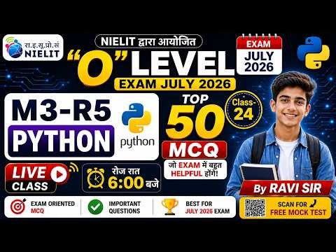 O Level M3-R5 (Python) Important MCQ Live Class-24 | Most Expected Questions 2026#APTINSTITUTE