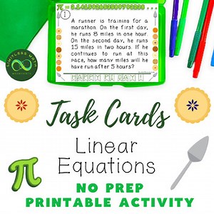 Pi Day Task Cards - Linear Equations Word Problems