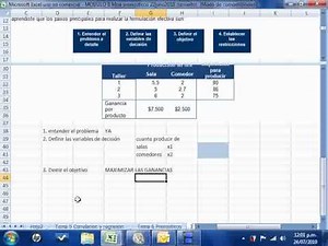 Resolver un problema de Programación Lineal con Solver de EXCEL