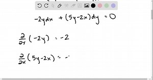 SOLVED:Determine whether the given differential equation is exact. If it is exact, solve it. (5 y-2 x) y^{\prime}-2 y=0