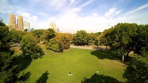 Aerial shot of Central Park, New York City, view North.