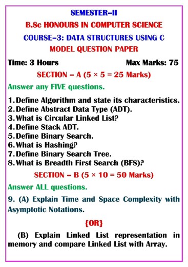 Data Structures Using C – Most Expected Model Paper 🔥
